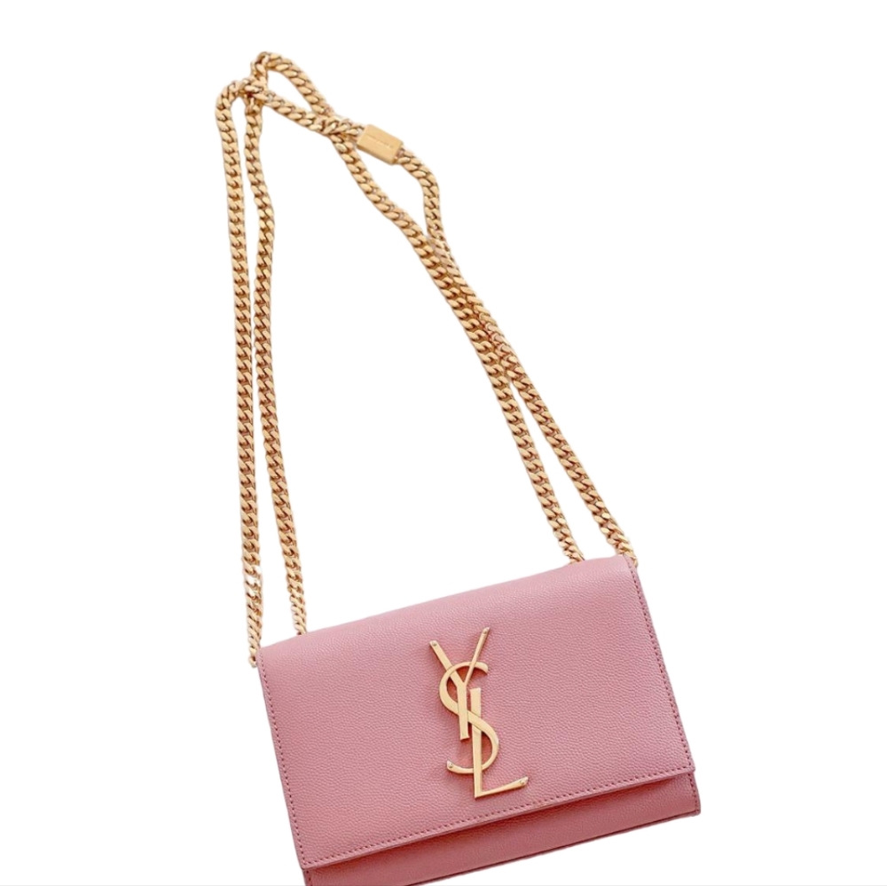 YSL Saint Laurent KATE SMALL Grain de Poudre Shoulder/Crossbody BABY PINK BLUSH - Picture 9 of 16